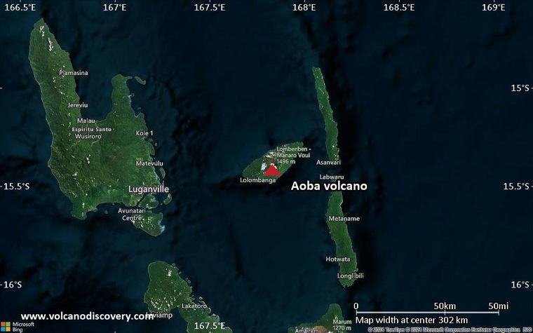 Aoba Volcanic Ash Advisory: ash plume to 15,000 ft (4,600 m) as of Aug 27, 14:13 UTC