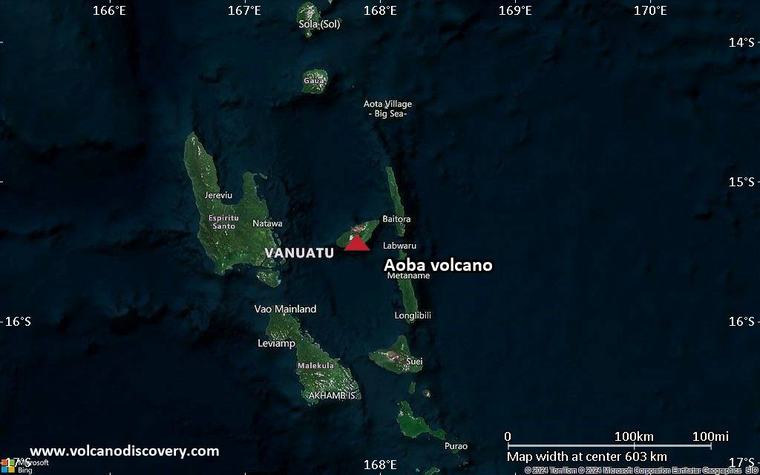 Aoba Volcanic Ash Advisory: ash plume to 10,000 ft (3,000 m) as of 26 Aug 2026, 11:25 UTC